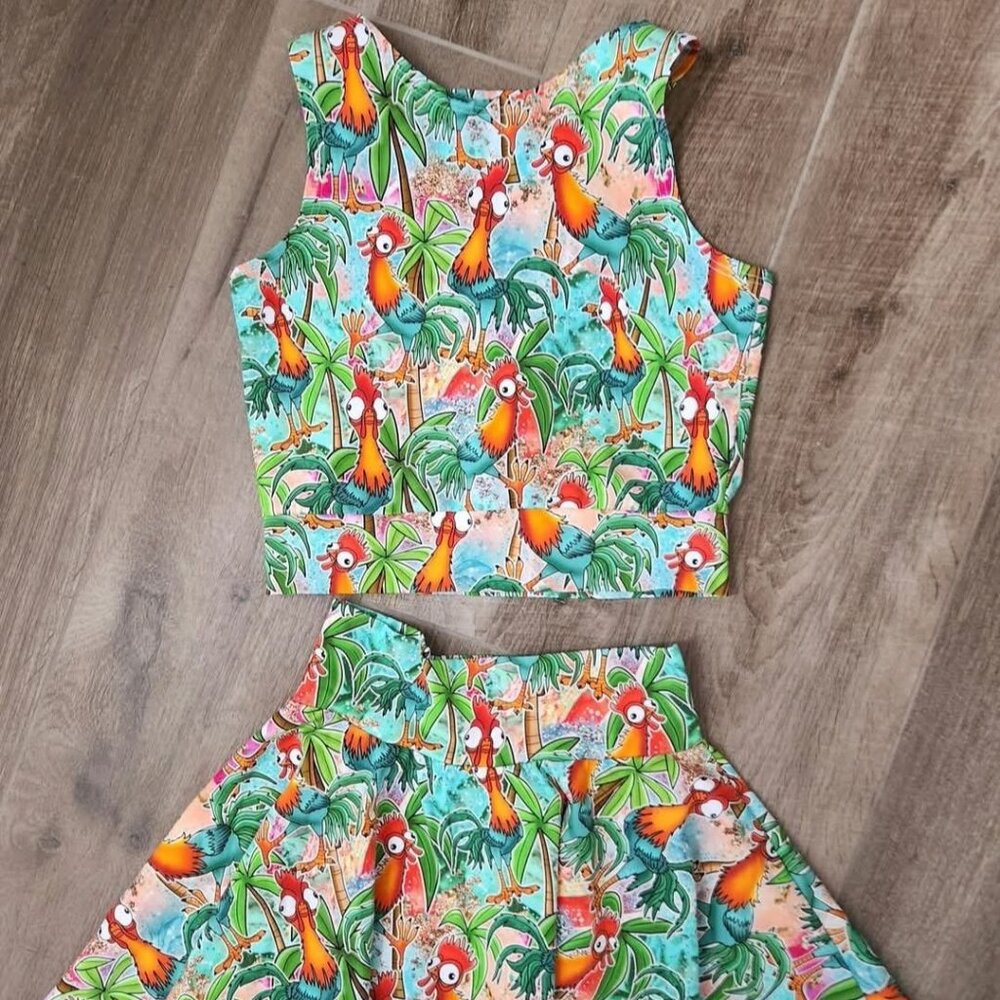 DISNEY Hei Hei Custom 2 Pc Skater Skirt set Youth